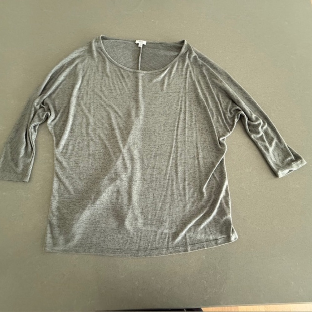 Vince Gray Green Heather Dolman Sleeve Back Stitch Top T Shirt Large 3/4 Sleeve